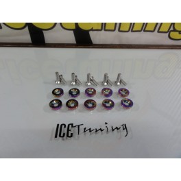 Kit de 10 parafusos + anilhas (M6 * 20MM) JDM LOOK em neochrome, indicados para guarda-lamas, para-choques, far&oacute;is ETC...