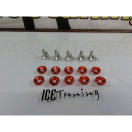 Kit de 10 parafusos + anilhas (M6 * 20MM) JDM LOOK em laranja, indicados para guarda-lamas, para-choques, far&oacute;is ETC...