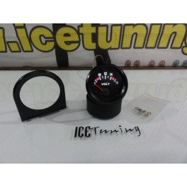 Manometro Voltagem / Voltimetro Fundo Preto c/ilumina&ccedil;&atilde;o led Branco 
