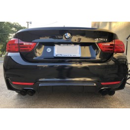 Difusor / Lip / Spoiler em preto piano brilhante para BMW S&eacute;rie 4 F32, F33, F36 2013-2021 M-performance Dupla Sa&iacute;da