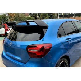 Aileron / lip / spoiler traseiro em preto piano brilhante para Mercedes Classe A W176 2012-2018, A45 look em pl&aacute;stico ABS