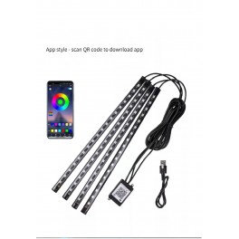 Kit de 4 fitas 32cm em led luz ambiente com led alta qualidade RGB (luz cortesia / foot led) para tablier e bancos multicolor