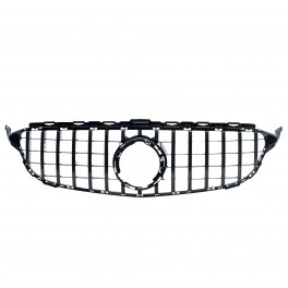 Grelha frontal em preto piano brilhante com espa&ccedil;o para s&iacute;mbolo para Mercedes Classe C W205 +2019 Panamericana / GT-R LOOK