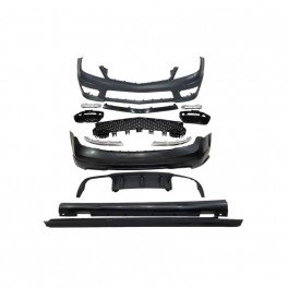 Kit para-choques frontal + para-choques traseiro + embaladeiras para Mercedes W204 4 portas 07-15 C63 / AMG Look em pl&aacute;stico