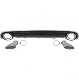 Difusor Traseiro em preto piano brilhante e cinza prata para Audi A7 10-14 Estilo RS7 em pl&aacute;stico ABS com Ponteiras em inox