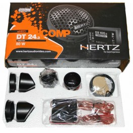 Conjunto de tweeters marca HERTZ DT24.3 de 24 mm, 80 Watts Imped&acirc;ncia 4ohm, Sensibilidade 94dB.