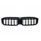 Grelha frontal BMW G200 / G21 LCI +2022 M4 look / dupla lâmina em preto piano brilhante