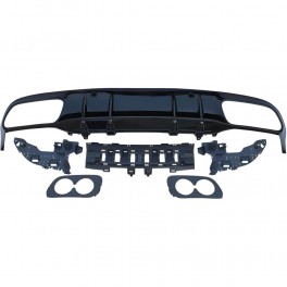 Difusor em preto piano brilhante para Mercedes W205 4 portas 2018-2021 AMG C43 look, em pl&aacute;stico ABS