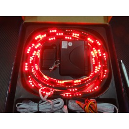 Kit exterior em leds dispon&iacute;vel em Vermelho (252 leds) 4 fitas: 2 x 120cm + 2 x 90cm + comando &agrave; dist&acirc;ncia.