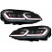 Faróis frontais full Led com pisca dinâmico e welcome light para Volkswagen Golf 7 12-17 Look 7,5 com risca vermelha