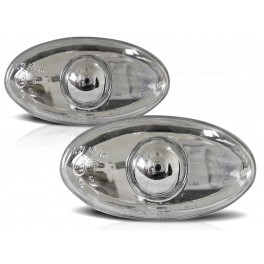 Piscas laterais + l&acirc;mpadas cromadas para PEUGEOT 206, 107, 607, 307, 407, CITROEN C2, C3, C5, PICASSO, XSARA fundo cristal.
