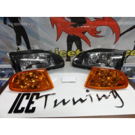 Farois frontais com luz branca 5000k Honda civic 92-95 JDM+piscas frontais eurolook 2, 3 portas EG3 EG4 EG5 EG6 EJ1 EJ2