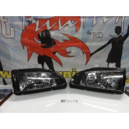Farois frontais Honda civic 92-95 JDM Fundo preto com luz branca 5000k