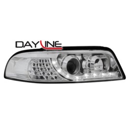 Farois frontais dayline com o pisca em leds audi a4 B5 99-01 fundo cristal