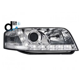 DAYLINE headlights AUDI A6 4B 97-01 _drl-optic _ chrome