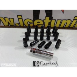 Porcas Lug Nuts para honda,Mazda,etc 45mm 12x1.50 Preto Conjunto 20 Unidades