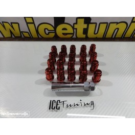 Porcas Lug Nuts para Honda, Mazda, Ford, Toyota, Hyundai, Lexus, Mitsubishi, etc 35mm 12x1.50 Vermelho Conjunto 20 Unidades 