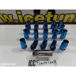 Porcas Lug Nuts Para Honda, Mazda, Ford, Toyota, Hyundai, Lexus, Mitsubishi, Etc 45mm 12x1.50 Azul Conjunto 20 Unidades