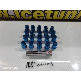 Porcas Lug Nuts Para Honda, Mazda, Ford, Toyota, Hyundai, Lexus, Mitsubishi, Etc 35mm 12x1.50 Azul Conjunto 20 Unidades