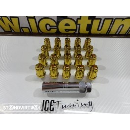 Porcas Lug Nuts Para Honda, Mazda, Ford, Toyota, Hyundai, Lexus, Mitsubishi, Etc 35mm 12x1.50 Dourado Conjunto 20 Unidades