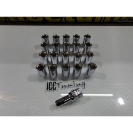 Porcas Lug Nuts Para Honda, Mazda, Ford, Toyota, Hyundai, Lexus, Mitsubishi, Etc 32mm 12x1.50 Cromado Conjunto 20 Unidades