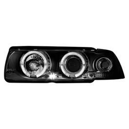 headlights BMW E36 Lim./Touring 7.92-3.98 _ 2 halo rims _ black