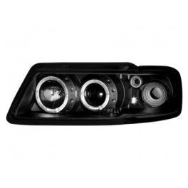 Far&oacute;is frontais angel eyes Audi A3 8L 96-00 fundo preto
